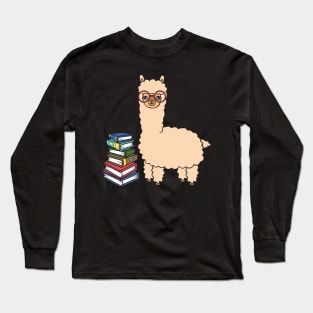 Alpaca with books is learning. Long Sleeve T-Shirt